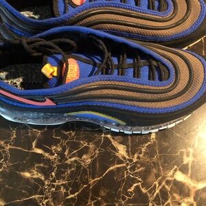 Nike Blue and Black Air Max 97 Sneakers with Wave Design